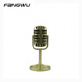 Нерабочая будка Золотой ретро классический винтажный микрофонный микрофон с круглым основанием для дисплея